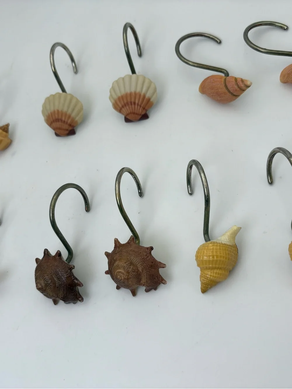 Vintage Seashell Shower Curtain Hooks - Assorted Beach Theme